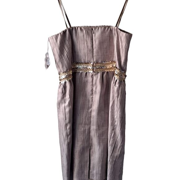 Tahari Gerard Detactable Strap Gold Dress with Braided Sequence Waist - Size 8 - Picture 4 of 16